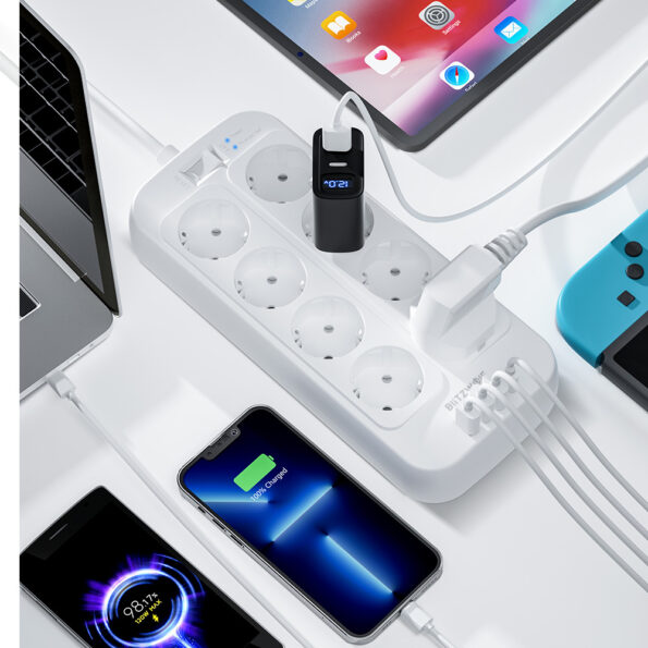 BlitzWolf BW-PC2 2500W Power Strip 8 AC 4 USB Fast Charging Station for All Device