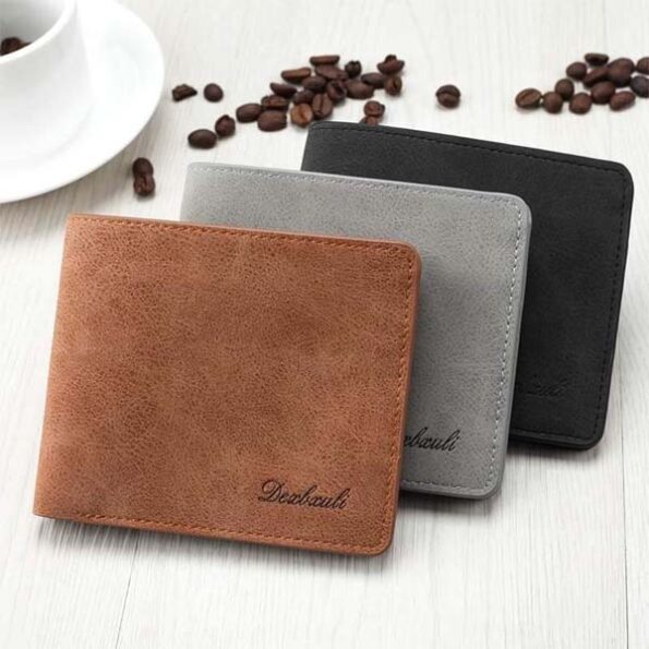 Dexbxuli PU Leather Slim Solid Vintage Mens Wallet