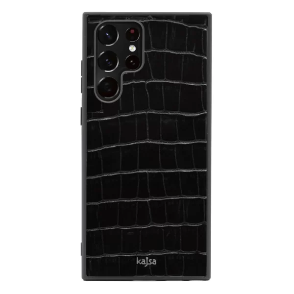 Kajsa Genuine Croco Pattern Leather Case for Galaxy S22 Ultra Cover & Protector