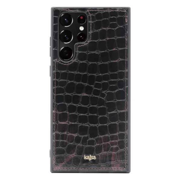Kajsa Genuine Croco Pattern Leather Case for Galaxy S22 Ultra Cover & Protector
