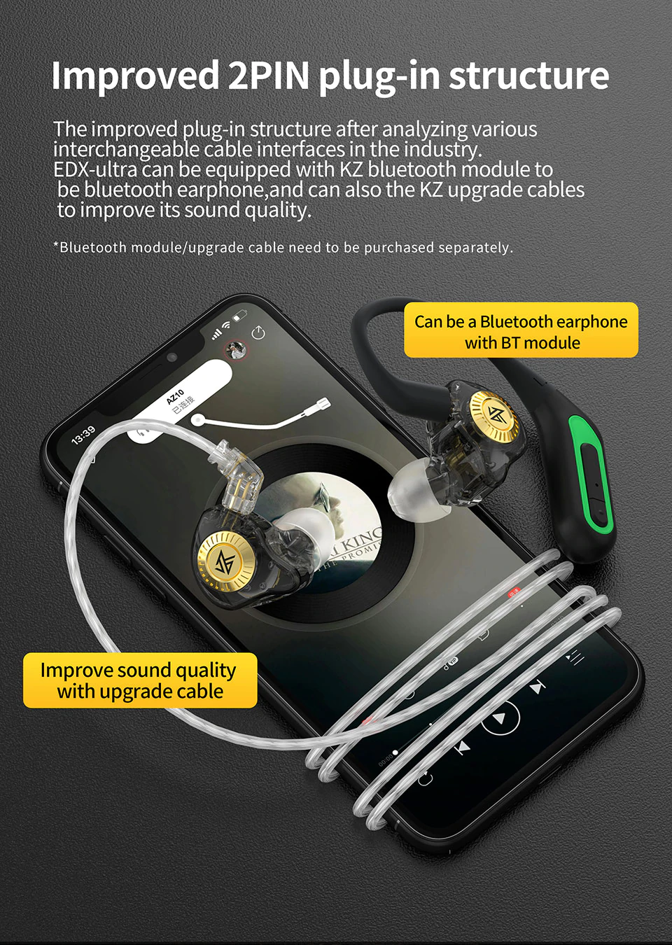 KZ EDX Ultra 10mm Professional Hi-Fi Dual Magnetic Dynamic Earphone