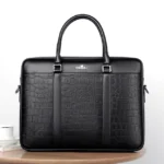 Oyixinger Crocodile Pattern Leather Handbag Business Casual Briefcase Bag Shoulder Bag for 14 Inch