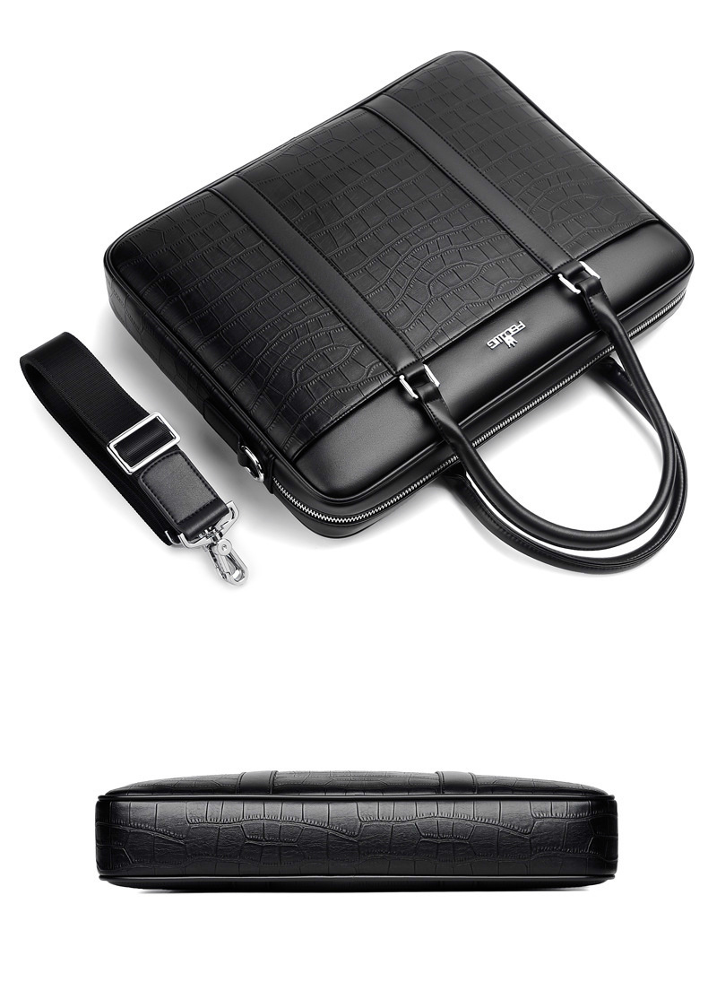 Oyixinger Crocodile Pattern Leather Handbag Business Casual Briefcase Bag Shoulder Bag for 14 Inch