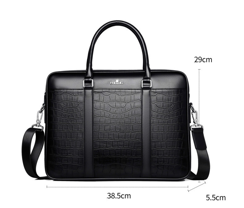 Oyixinger Crocodile Pattern Leather Handbag Business Casual Briefcase Bag Shoulder Bag for 14 Inch