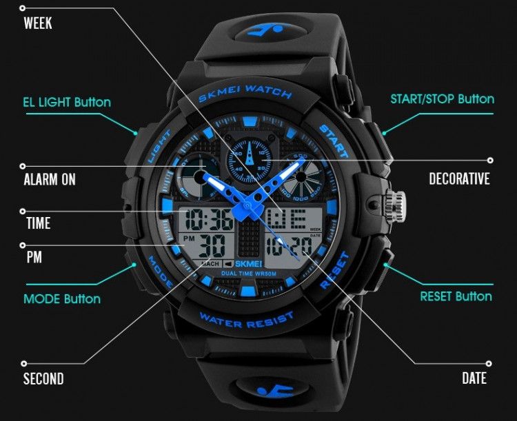 SKMEI 1270 Dual Display Waterproof Men’s Sports Watch