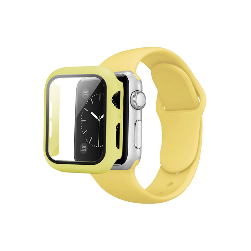 Silicone Full Cover Strap Screen Protector Case For Iwatch 44 / 45Mm