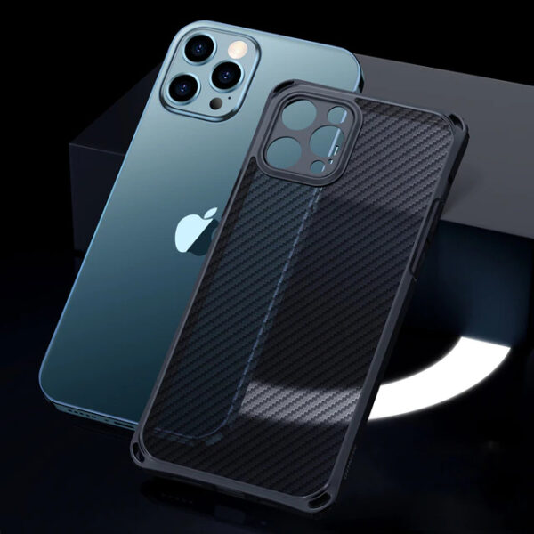 Xundd Carbon Fiber Texture Airbag Bumper Shockproof Case for iPhone 12 Pro / 12 Pro Max Cover & Protector