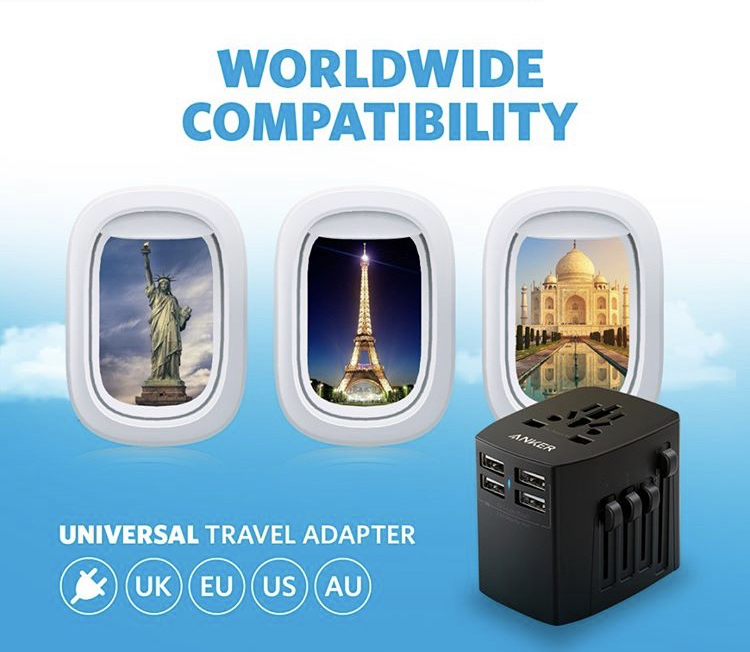 Anker Universal Travel Adapter with 4 USB Ports