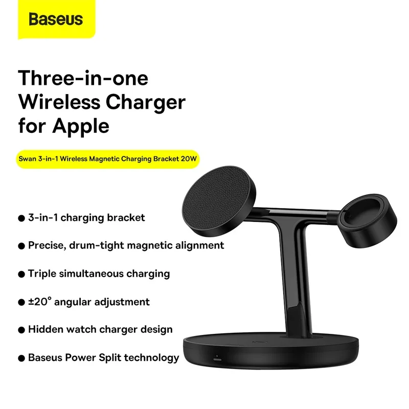 BASEUS 20W Swan 3-in-1 Wireless Magnetic Charging Bracket