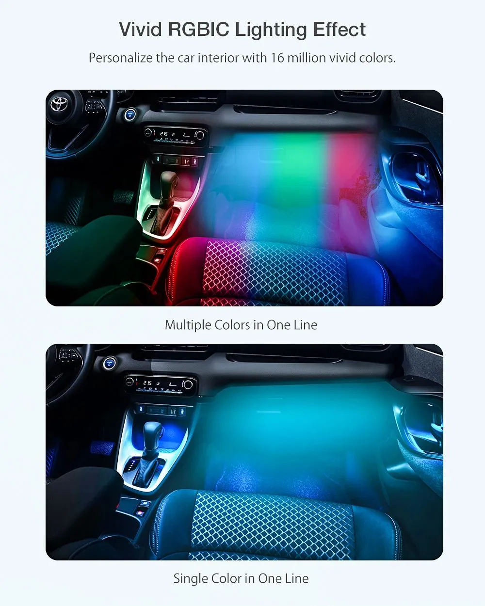 BlitzWolf BW-LT35 Bluetooth RGBIC Car Interior Strip Lights