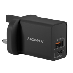 Momax One Plug 20W 2 Ports PD QC 3.0 USB Fast Charger Charger