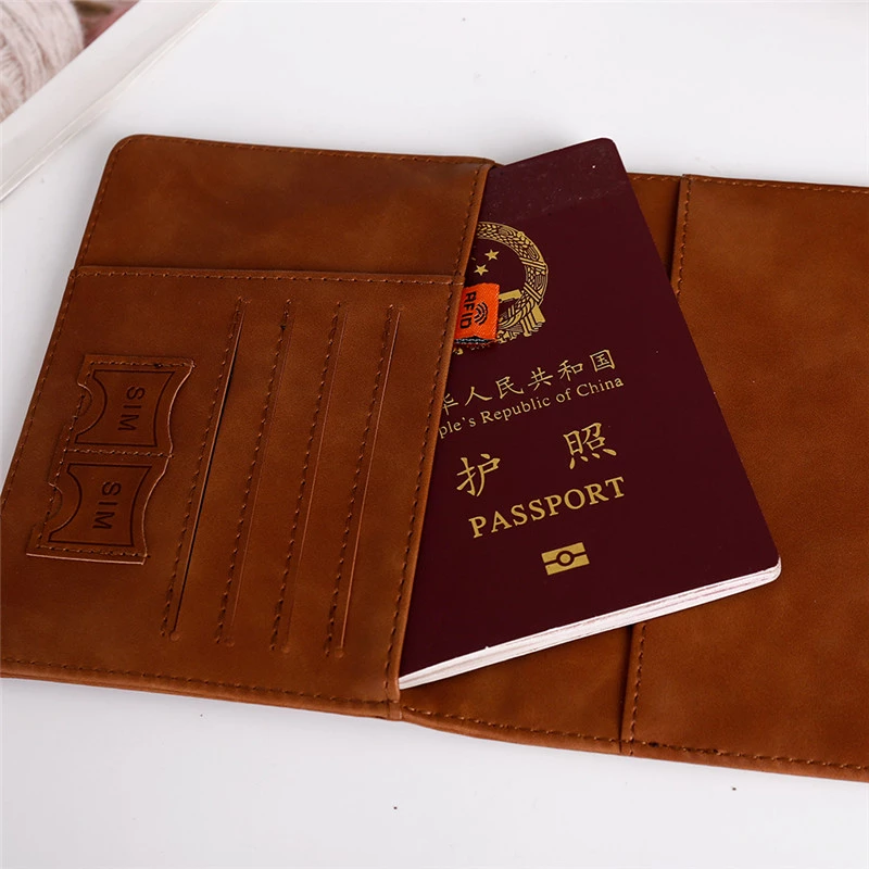 RFID Vintage PU Leather Passport Covers Holder Multi-Function ID Bank Card Travel Wallet Case