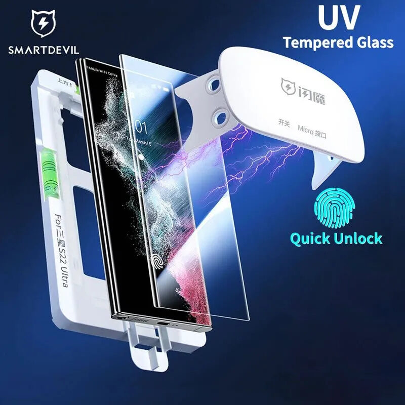 Smartdevil Full Glue Uv Tempered Glass For Samsung Galaxy S23 Ultra Cover &Amp; Protector