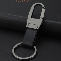 Stainless Steel Simple Waist Buckle Leather Keychain Key Ring Electronics