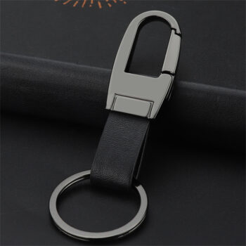 Stainless Steel Simple Waist Buckle Leather Keychain Key Ring