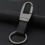 Stainless Steel Simple Waist Buckle Leather Keychain Key Ring