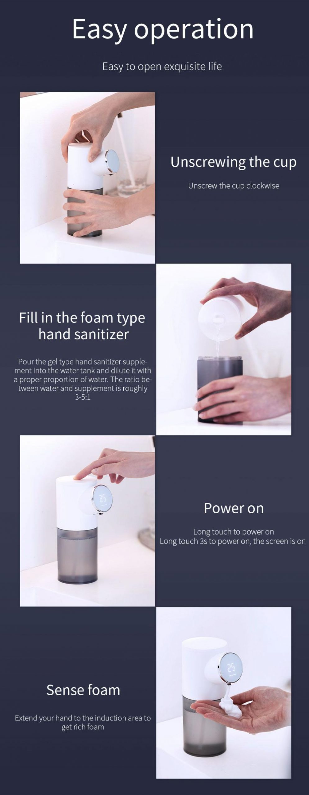 Xiaomi Automatic Soap Dispenser USB Rechargeable with Digital Display 320ml