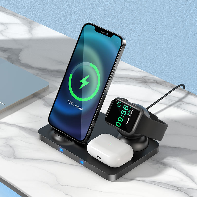 Hoco CW33 3 in 1 Wireless Charger 15W Fast Charging Station