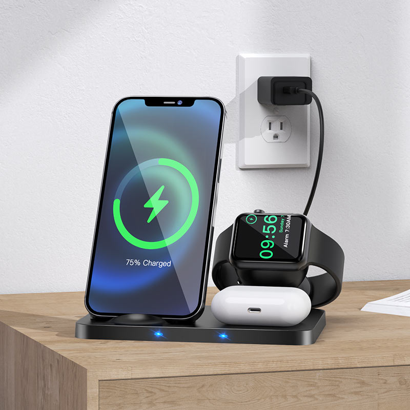 Hoco CW33 3 in 1 Wireless Charger 15W Fast Charging Station