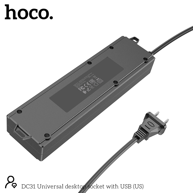 Hoco DC31 2500W Universal Power Socket With 2 USB Port