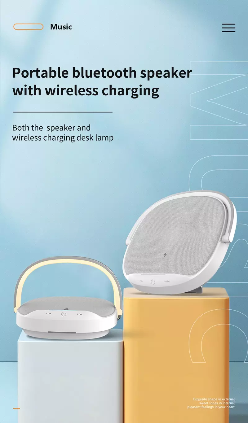 WiWU Y1 3 in 1 Portable Table Lamp Wireless Charger Speaker