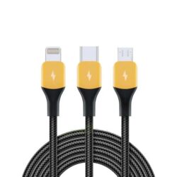 Realme 3 in 1 PET Weave Type-C Lightning Micro USB Cable All in One VOOC Dart Warp 1.2M Cable