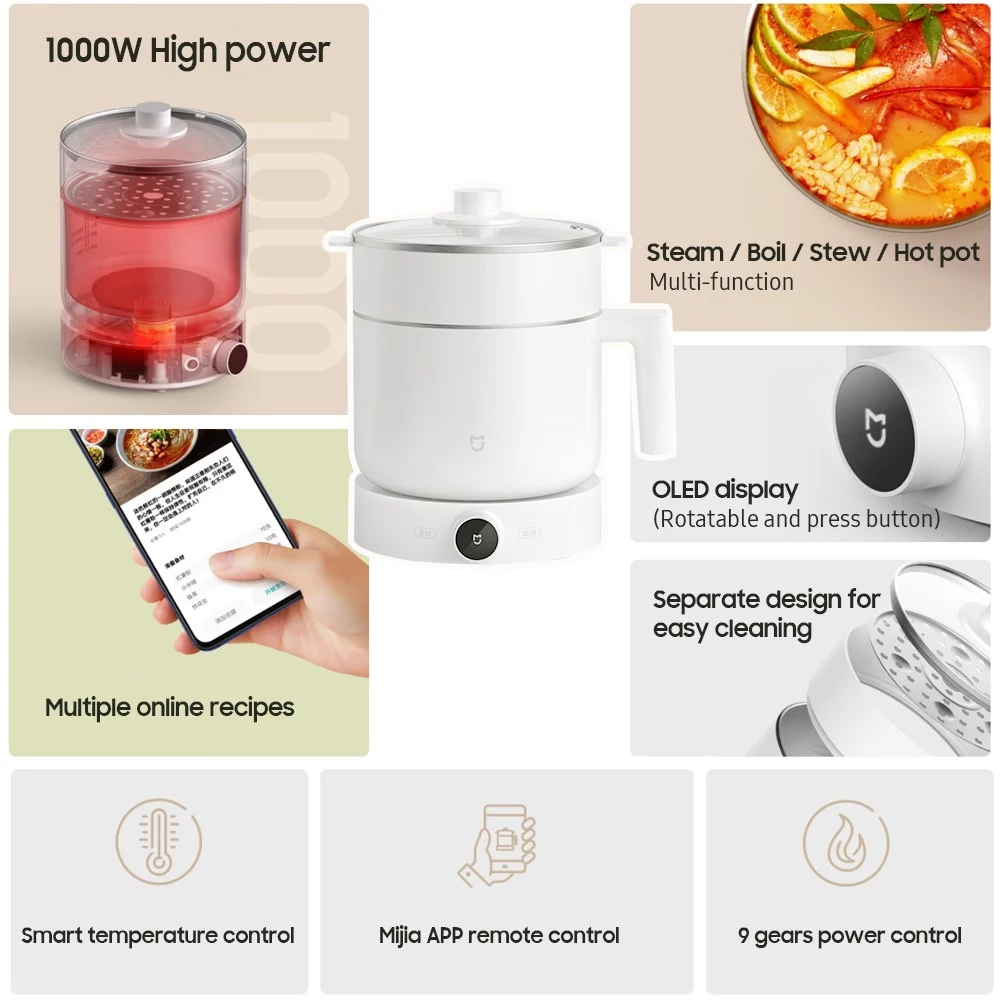 Xiaomi Mijia Smart 1.5L 1000W Multi-function Electric Cooker Pot Control With Mijia App