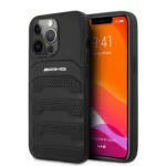 AMG Debossed Genuine Leather Black Case for iPhone 14 Pro Max