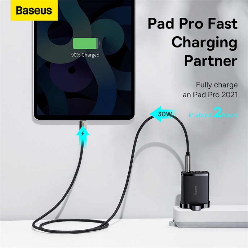 BASEUS 30W Compact Fast Charger 2USB+Type-C Multi-Port Wall Charger