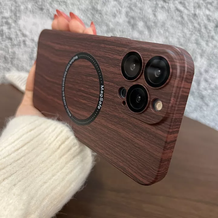 Mag Wooden With Camera lens Protective Case for iPhone 13 / 13 Pro / 13 Pro Max