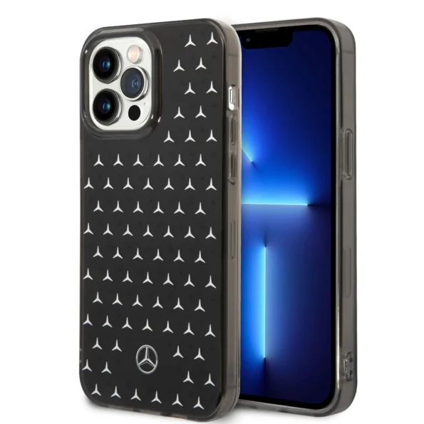 Mercedes-Benz Silicone Black Case with Gradient Star Pattern for iPhone 14 Pro Max