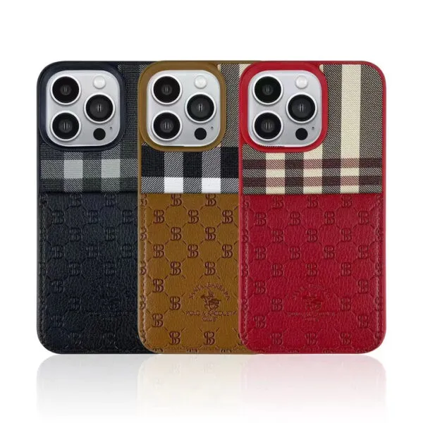 Santa Barbara Polo & Racquet Club Classic Plaid Series Leather Case For Iphone 14 Pro Max Cover &Amp;Amp; Protector