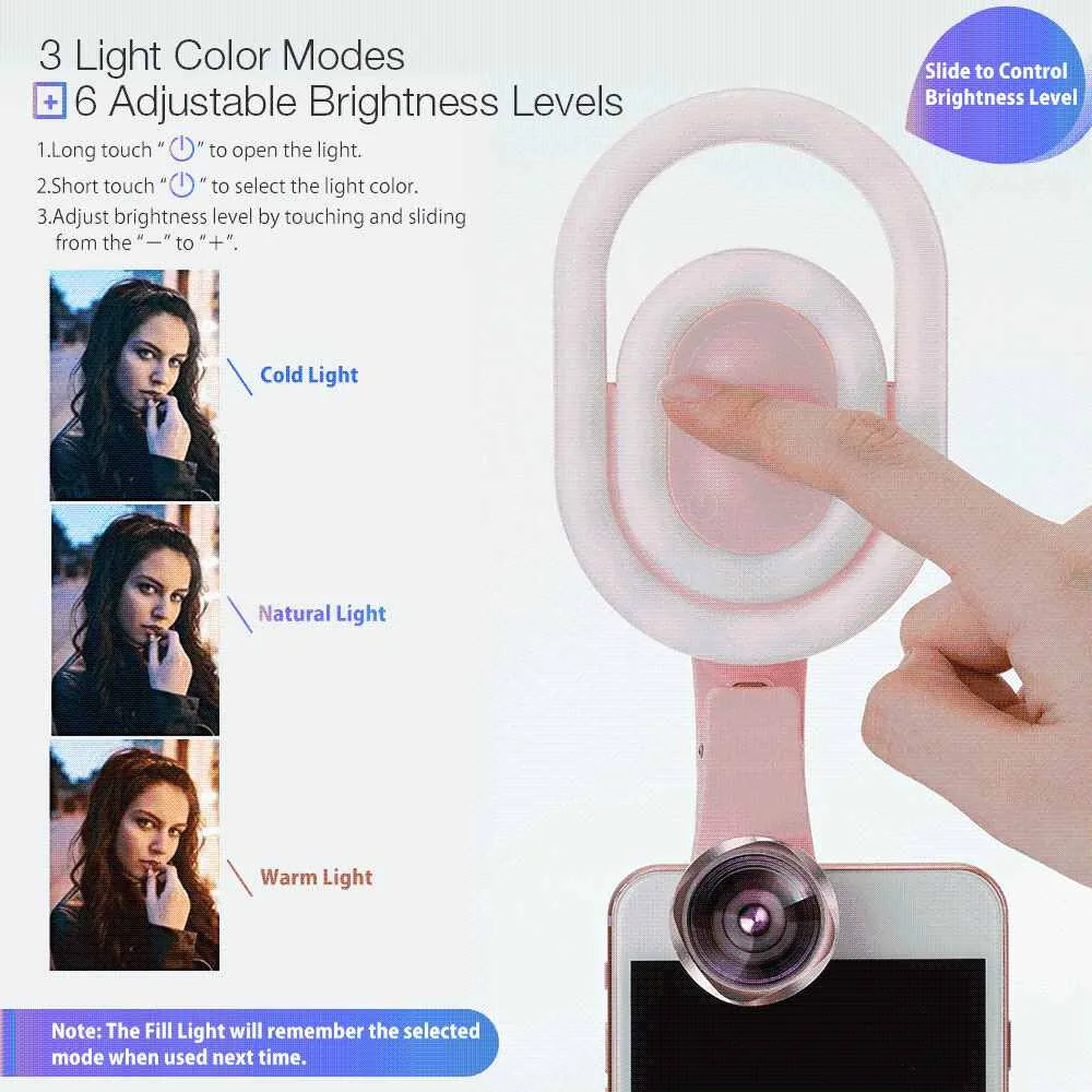 BlitzWolf BW-SL1 Clip-on Selfie Fill Light with 4K Wide-angle Lens