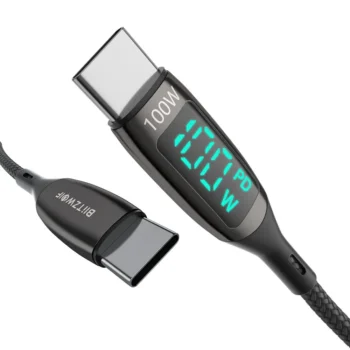 BlitzWolf BW-TC23 100W 5A LED Display Type-C to Type-C Fast Charging Data Cable 6ft