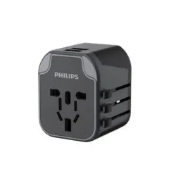 Philips Universal Socket Conversion Plug with USB Port Charging Essential