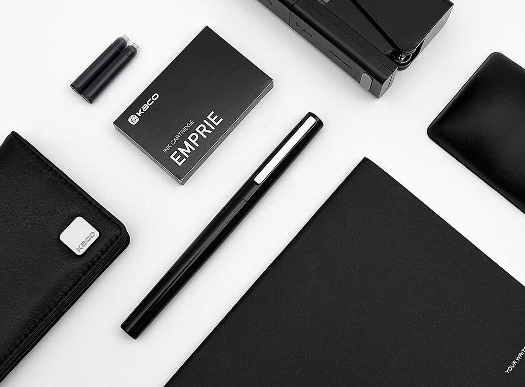 Xiaomi Youpin Kaco BRIO 0.3mm Nib Metal Black and White Fountain Pen with Storage