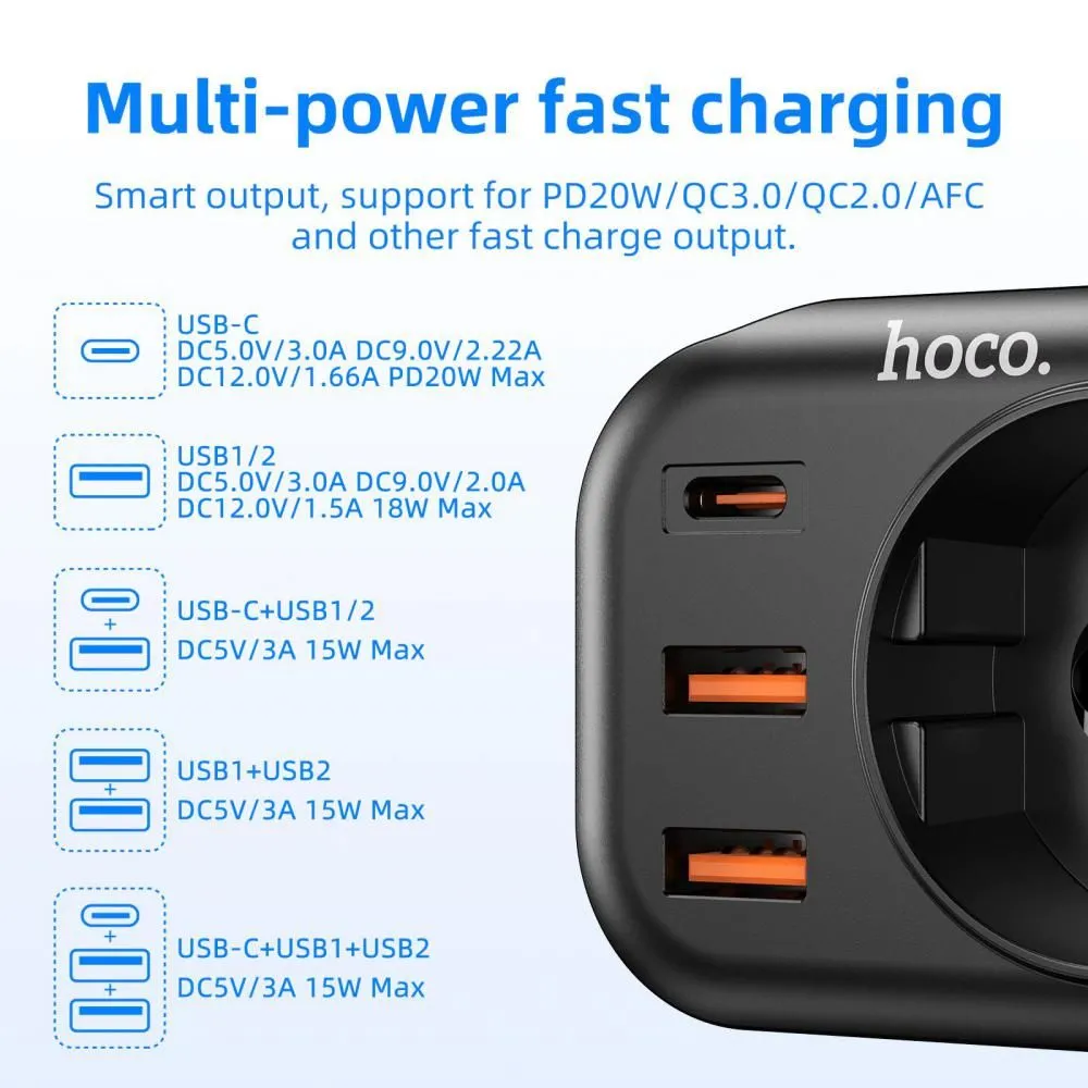 Hoco NS3 Multifunctional Socket 1C+2A PD 20W Ports