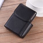 JuLam Stainless Steel + PU Leather Cigarette Case With Lighter Pocket