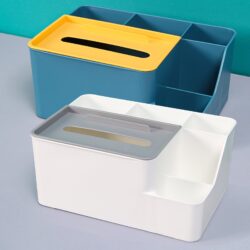Multifunctional Household Plastic Desktop Storage Organizer Tissue Box Computer & Office