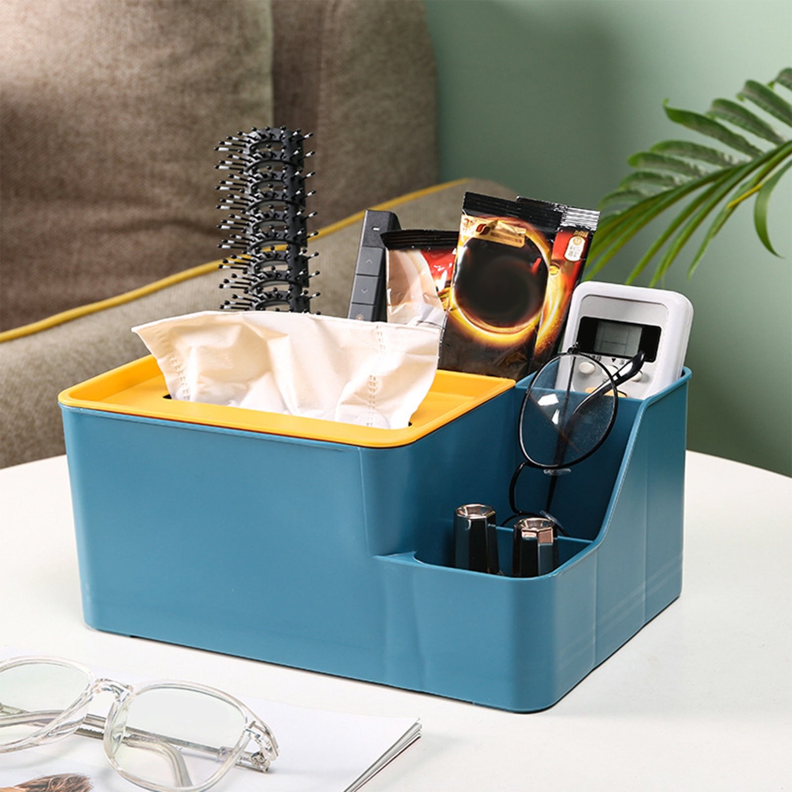 Multifunctional Household Plastic Desktop Storage Organizer Tissue Box