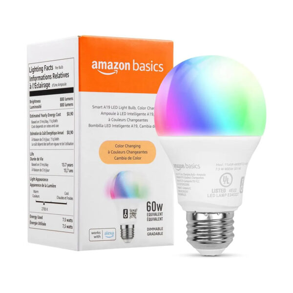 Amazon Basics 60W 800Lm A19 Rgb Smart Led Light Bulb Arrival Electronics