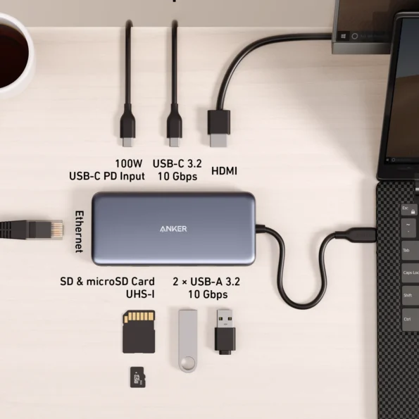 Anker 555 PowerExpand 8-in-1 USB C Hub with 100W Power Delivery 4K 60Hz