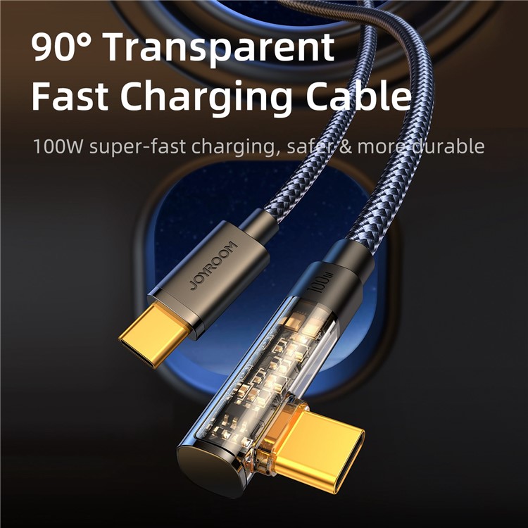 JOYROOM S-CC100A6 100W Type-C to Type-C Transparent Fast Charging Data Cable 1.2m