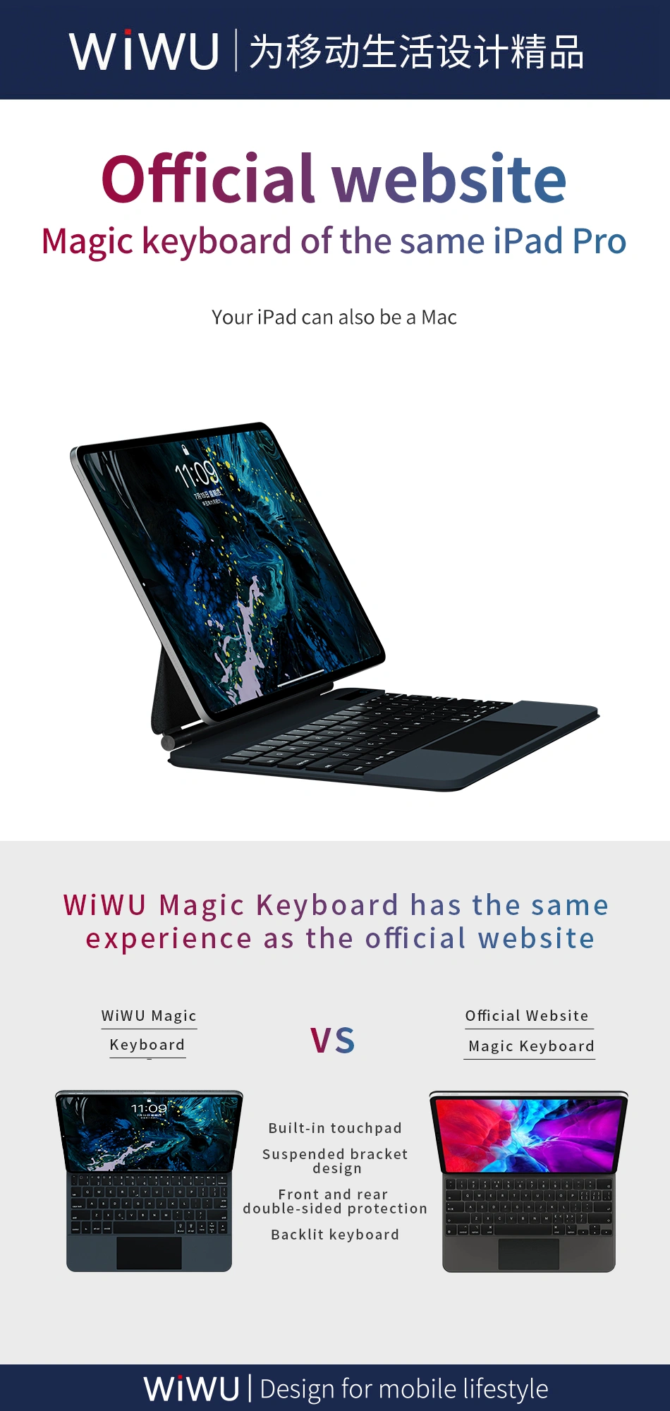 WiWU Magic Keyboard for iPad 11 Inch