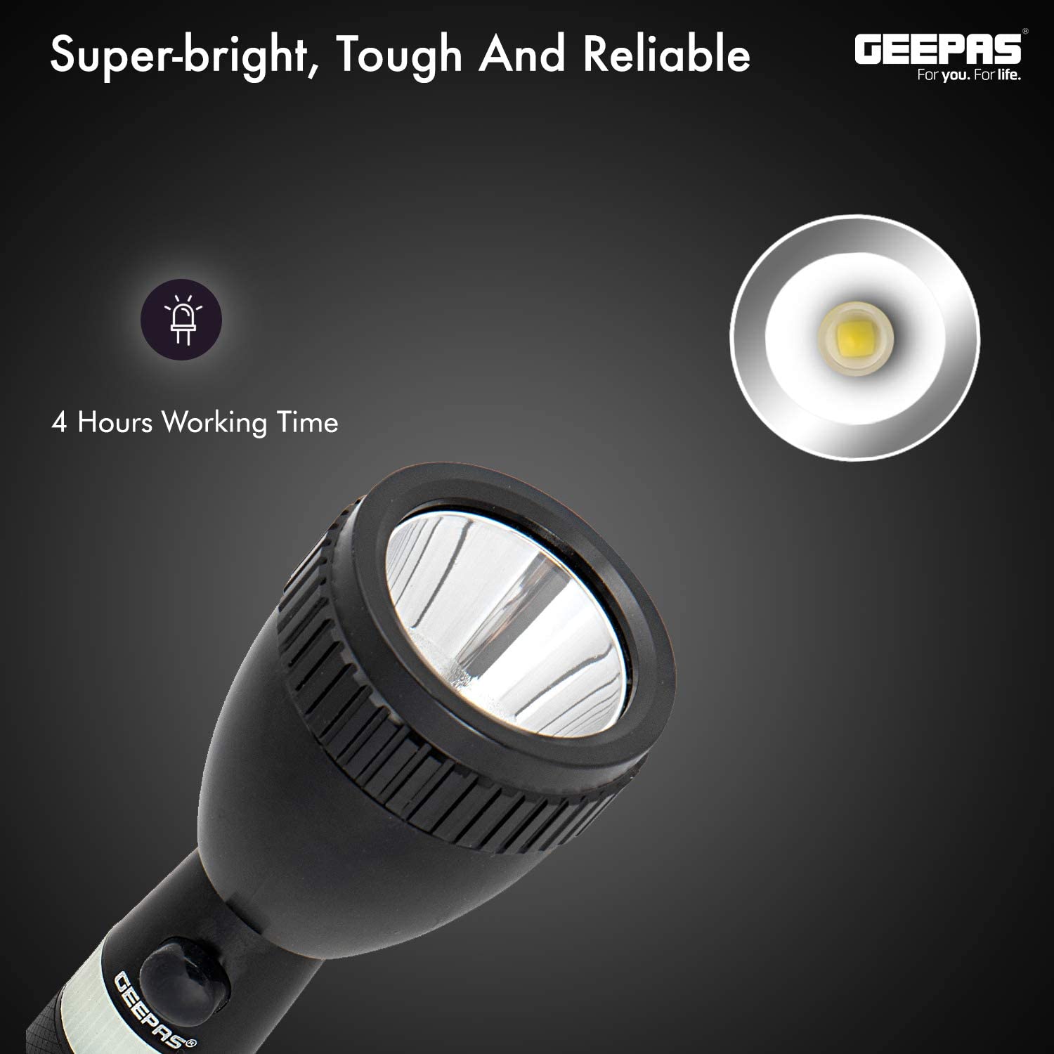 Geepas GFL3803N 7W T6Led 5000Mah Rechargeable LED Flash Light