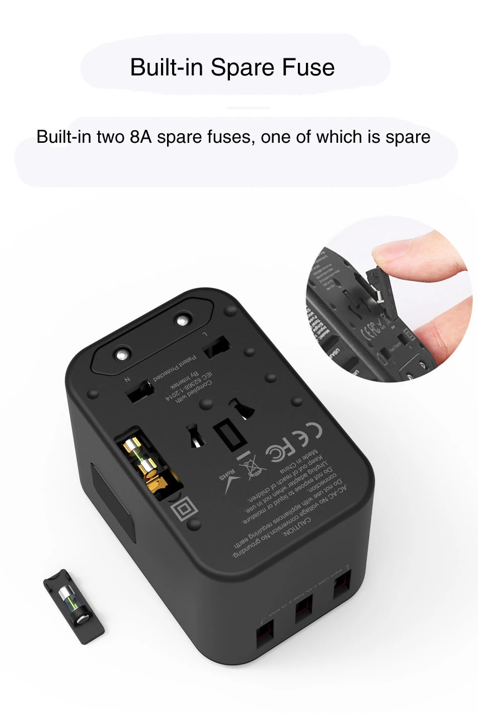 WiWU UA-303 Universal Plug Adapter 33.5W with Type-C Ports