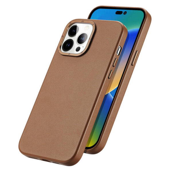 Dux Ducis Grit Series Pu Magsafe Case For Iphone 14 Pro Max (Brown) Cover &Amp; Protector
