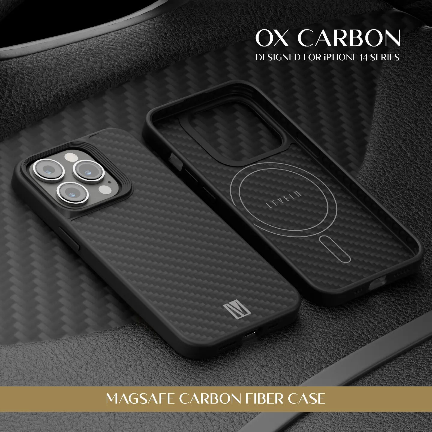 Levelo OX Carbon Case with MagSafe for iPhone 14 Pro 14 Pro Max