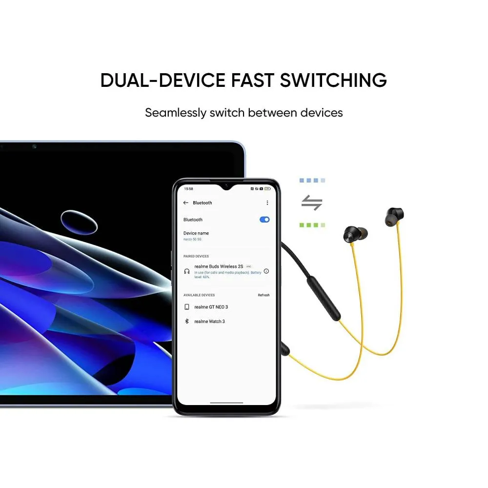 Realme Buds Wireless 2S Dual Device Switching Neckband Earphone