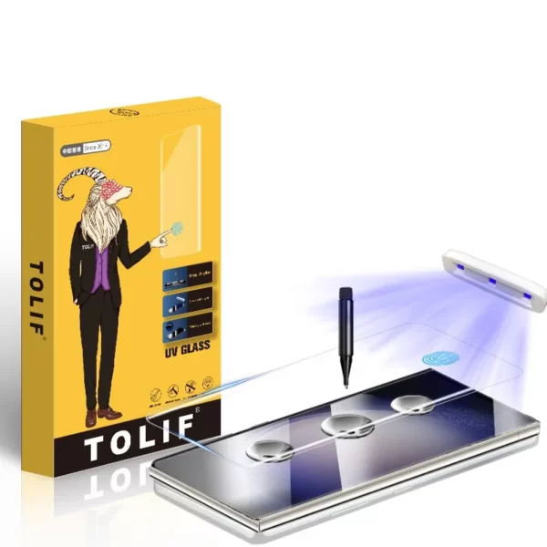 TOLIF Fingerprint Work Screen Protector UV Tempered Glass for Samsung S22 Ultra Cover & Protector